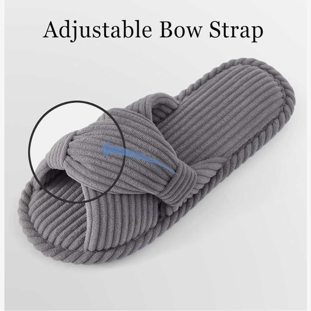 Stylish Gray Ribbed Slippers - Picture 2 of 6